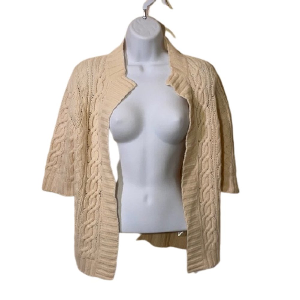 {Theory} Cream Cable Knit Cashmere Cardigan